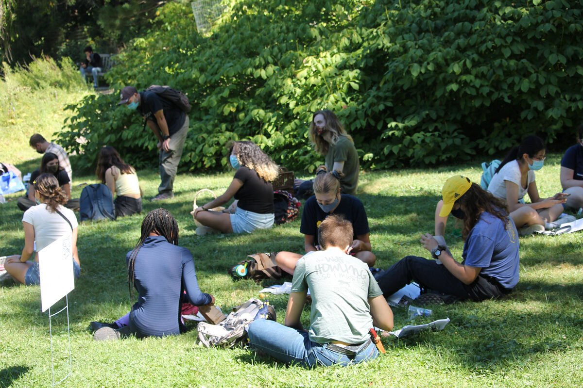 Students study outside