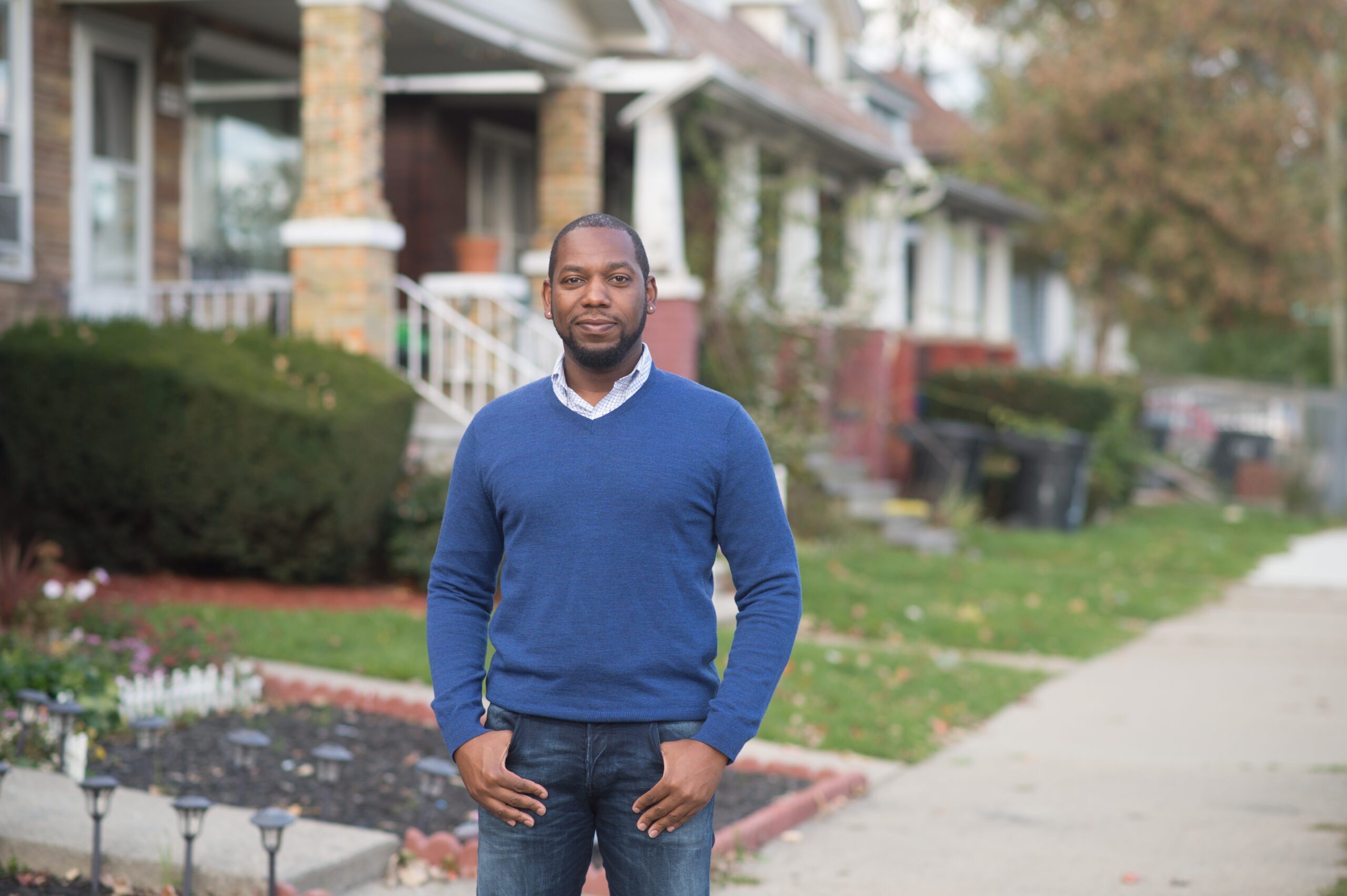 Man on residential street