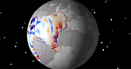 Globe animation with tsunami